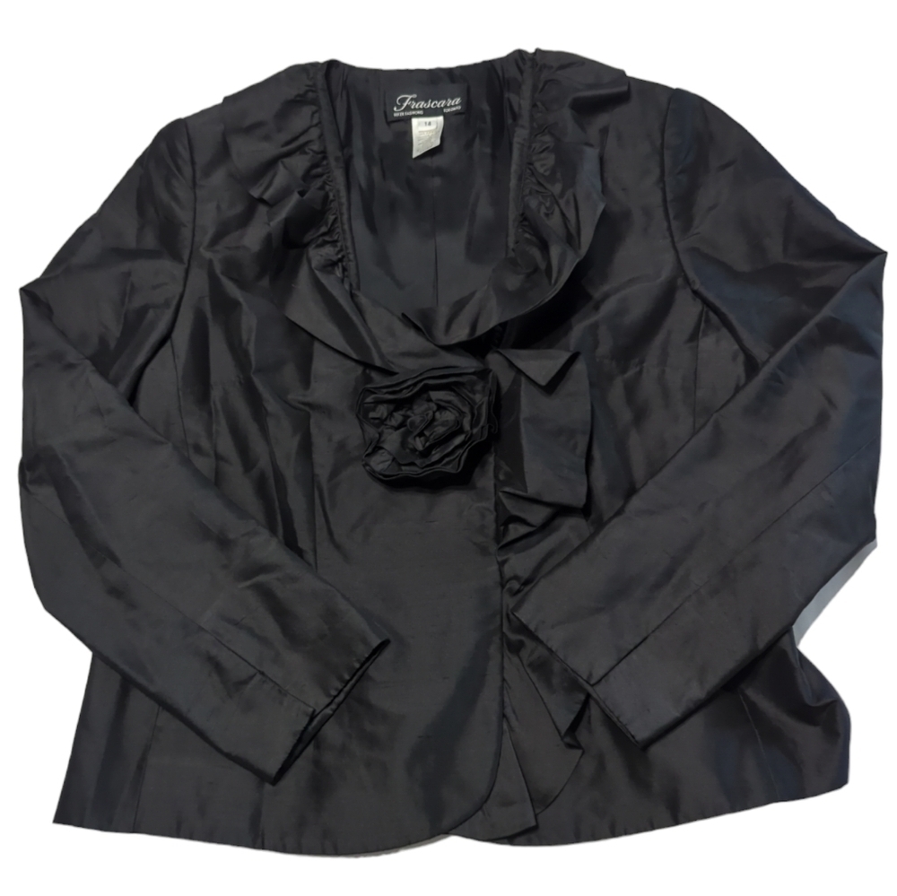 Vintage Frascara Women's Blazer Jacket 100% Silk Coquette‎ Romantic Plus Size 14